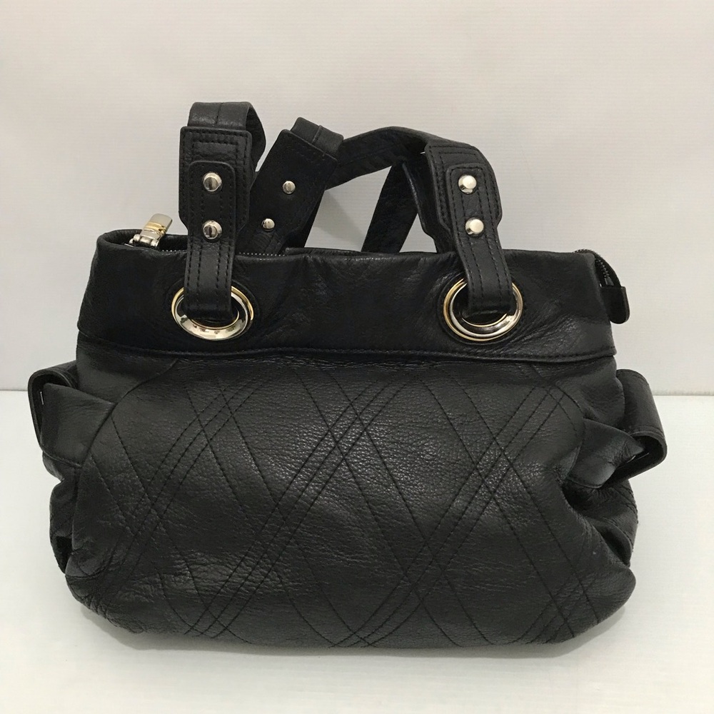 B.Makowsky Black Quilted Leather Satchel Handbag
